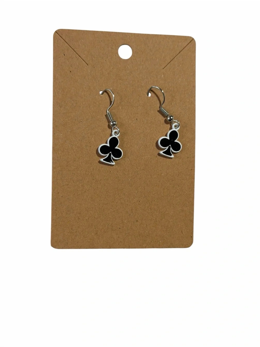 Black Club Suit Dangle Earrings - Unbranded